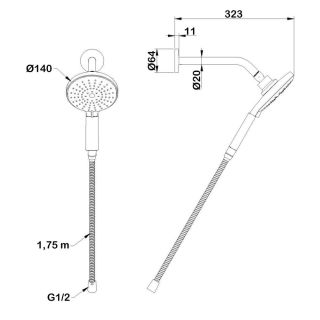 Душевая лейка Swedbe Calypso 5013 с магнитным держателем хром